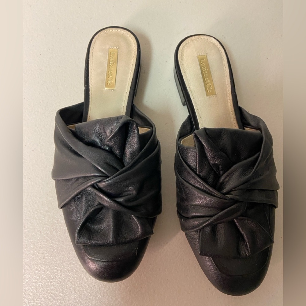 Louise et Cie Black Knotted Leather Mules